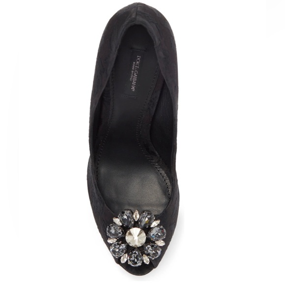 New Dolce & Gabbana Embellished Peep Toe Stiletto Platform Sandal - Picture 5 of 5